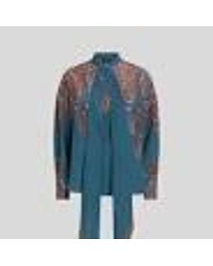 Etro Silk Blouse With Placed Print - Blue