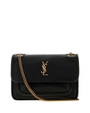 Saint Laurent No- Removed. Mini Niki Leather Crossbody Bag With Golden Hardware - Black