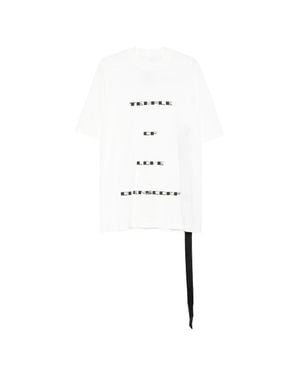 Rick Owens Crew Neck T-Shirt With Front Print - White