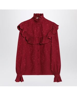 Saint Laurent Silk Blouse With Ruffles - Red