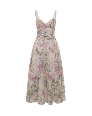 Charo Ruiz Elegant Floral Maxi Suit With Belt - White