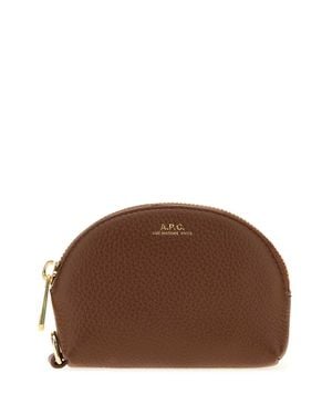 A.P.C. Leather Monnaie Card Holder - Brown