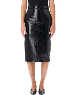 Lanvin Glossy High-Waist Midi Pencil Skirt - Black