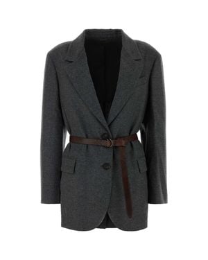 Brunello Cucinelli Dark Wool & Cashmere Blazer - Black