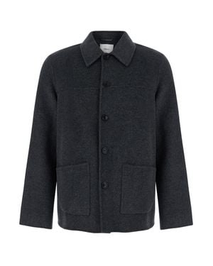 Grifoni Wool-Blend Jacket With Classic Collar And Front Patch Pockets - Blue