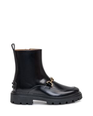 Tod's Stylish Ankle Boots With Morsetto Detail - Black