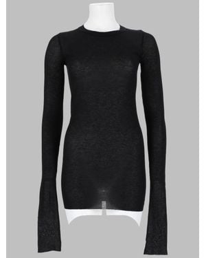 Rick Owens Sheer Ribbed Long Sleeve Top - Black