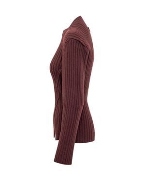 Victoria Beckham Rib Knit Jumpsuit - Red