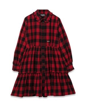 DSquared² Abito Quadri Con Bottoni E Colletto - Red