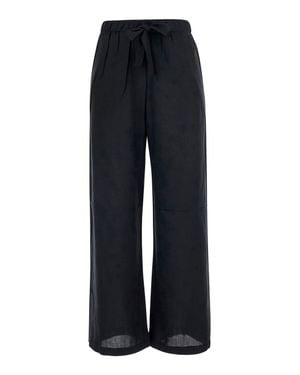 TOTEME Silk Drawstring Pants With Side Pockets And Embroidered Logo Back Patches - Blue