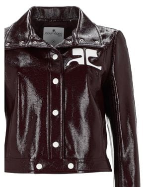 Courreges Patent-Finish Snap-Front Jacket - Red