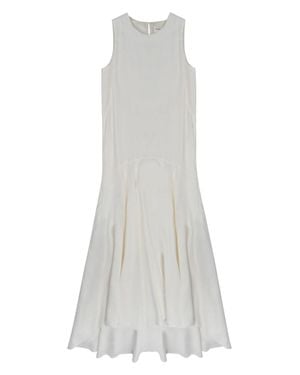 P.A.R.O.S.H. P. A.R. O. H. Viscose-Linen Midi Dress With Elegant Draping - White