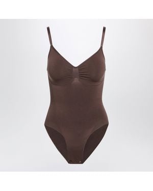 Skims Seamless Sculpt Shaping Bodysuit With Targeted Compression - Brown