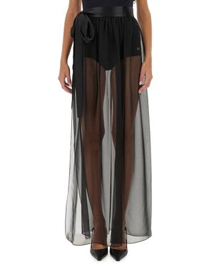 Dolce & Gabbana Silk Chiffon Long Skirt - Black