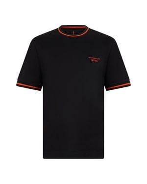 BOSS Regular-Fit Cotton T-Shirt With Contrast Edge Detailing - Black