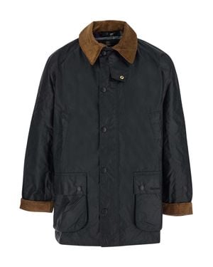 Barbour Ashby Waxed Jacket With Velvet-Trim Collar And Zip Front - Black