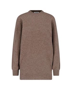 Jil Sander Oversized Cashmere-Wool Crewneck Sweater - Brown