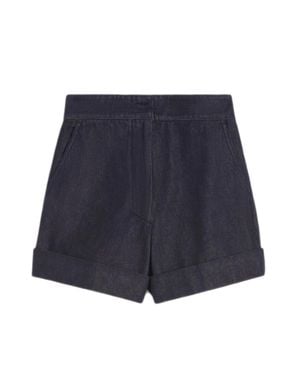 Max Mara Slightly Flared Mini Short With High-Cut Waistband (Size 40) - Blue
