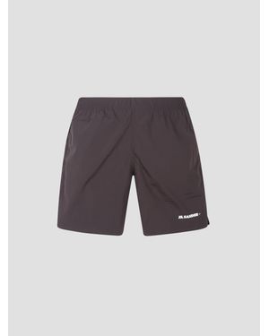 Jil Sander Logo-Print High Waist Swim Shorts - Blue