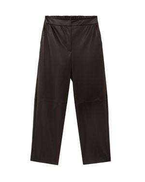 Alpha Studio High-Waist Faux Leather Straight-Leg Pants - Black