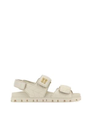 Miu Miu Miu Mini Nappa Leather Sandals - White
