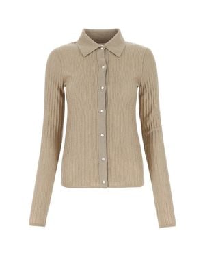 Co. Ribbed Knit Button-Front Cardigan - Natural
