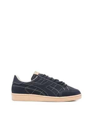Diadora Leather Lace-Up Sneaker With Embroidered Back Logo - Blue