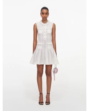 Self-Portrait Snap-Front Cotton Dress With Removable Cami Lining And Button Detail, Size S - White