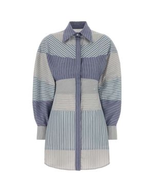 Moschino Embroidered Poplin Shirt Dress - Blue