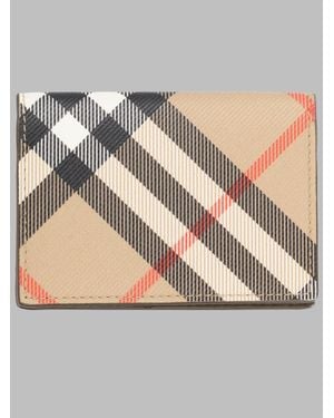 Burberry Polyurethane & Cotton Wallet - Natural
