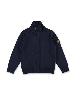 Stone Island Mini Knit Sweater For Boys - Blue