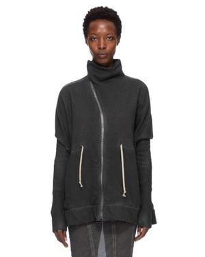Rick Owens Funnel Neck Cotton Sweatshirt With Side Pockets - Black