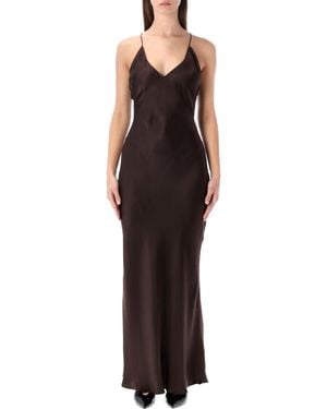 Anine Bing Laurel Silk Long Dress - Brown