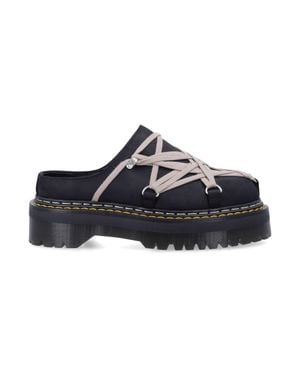 Rick Owens X Dr. Martens Megalace Leather Wraparound Slip-On Flat With Quad Platform Sole - Blue