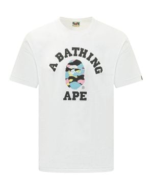 A Bathing Ape Graphic T-Shirt With Unique Stampaint Design - White