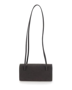 Faune Mie Leather Mini Shoulder Bag With Logo Detail - Black