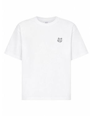 Maison Kitsuné Oversized T-Shirt With Fox Patch - White