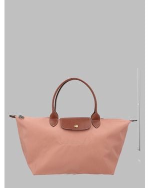 Longchamp Foldable Tote Bag With Leather Trim - Pink