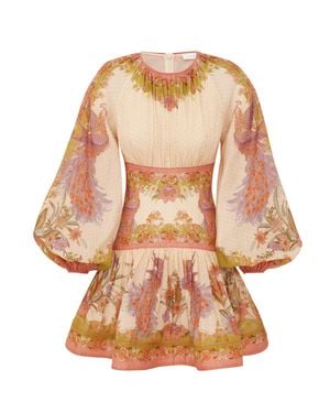 Zimmermann Elongated Waistband Ruffled Mini Dress Size 0 - Multicolor