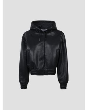 Frankie Shop Mini Faux Leather Bonded Bomber - Black