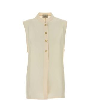 LeKasha Sleevless Shirt With Side Openings - Natural
