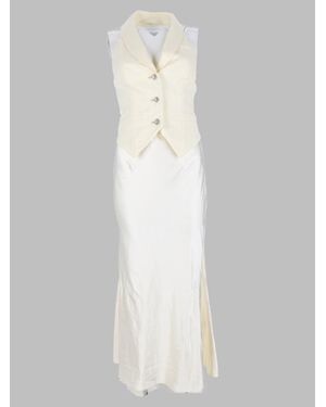 Self-Portrait Sleeveless Tailored Maxi Dress With Button Front - White