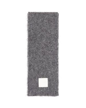Ami Paris Logo-Embroidered Scarf - Gray