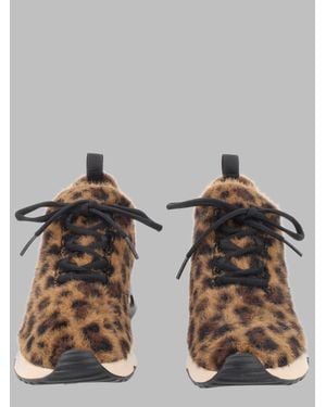 Ash Animal Print Textured Furry Sneakers - Brown