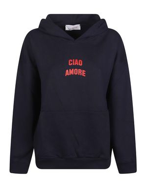Giada Benincasa Graphic Cotton Hoodie - Blue