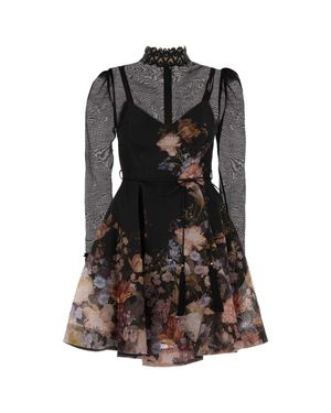 Zimmermann Printed Organdy Valiant Mini Dress - Black