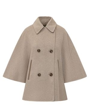 Max Mara 100% Cashmere Cape Coat - Natural