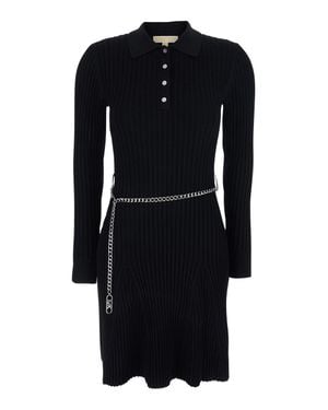 MICHAEL Michael Kors Flared Dress With Polo Collar, Viscose - Black