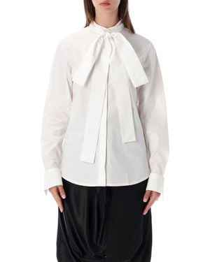 7 For All Mankind Bow-Tie Neck Button-Up Blouse - White