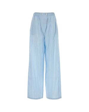 Prada Embroidered Silk Pajama Pant - Blue
